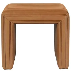 Kirklands Home Cognac Leather Arch Ottoman Brown Clearance