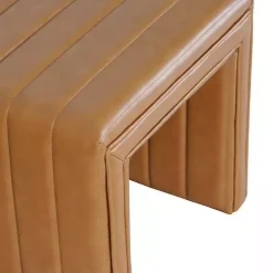 Kirklands Home Cognac Leather Arch Ottoman Brown Clearance