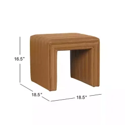 Kirklands Home Cognac Leather Arch Ottoman Brown Clearance