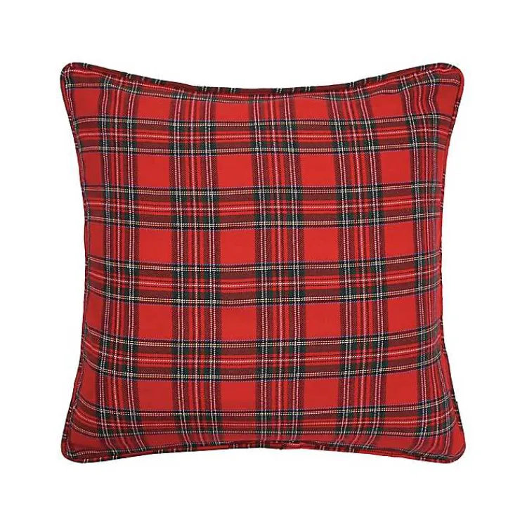 Christmas Pillows>Kirklands Home Collie Plaid Christmas Pillow Red
