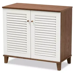 Kirklands Home Collier Two-Tone Slatted Shoe Storage Cabinet Outlet