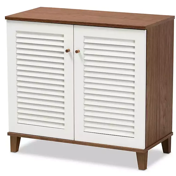 Kirklands Home Collier Two-Tone Slatted Shoe Storage Cabinet Outlet