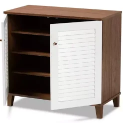 Kirklands Home Collier Two-Tone Slatted Shoe Storage Cabinet Outlet