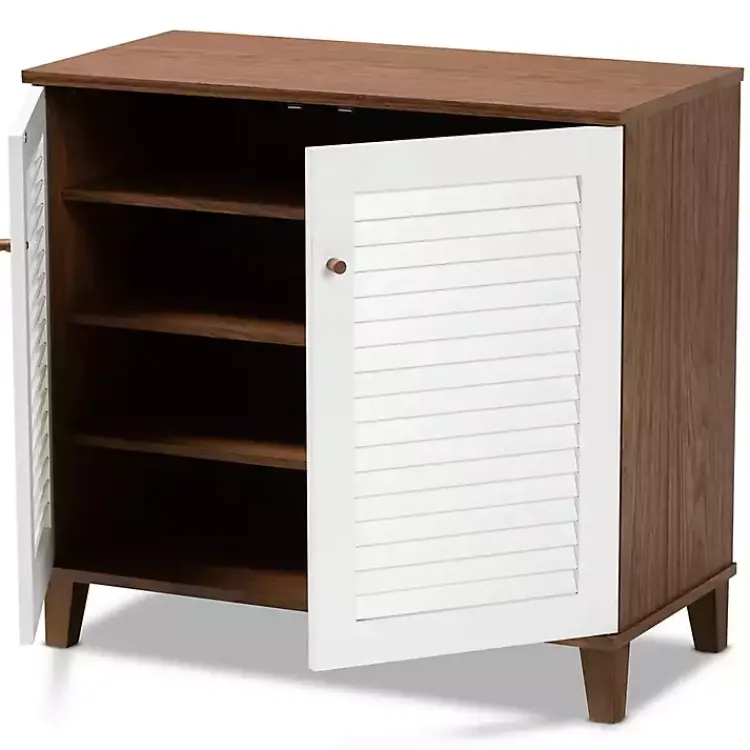 Kirklands Home Collier Two-Tone Slatted Shoe Storage Cabinet Outlet
