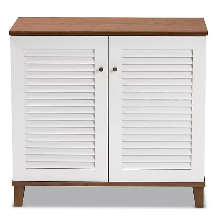 Kirklands Home Collier Two-Tone Slatted Shoe Storage Cabinet Outlet