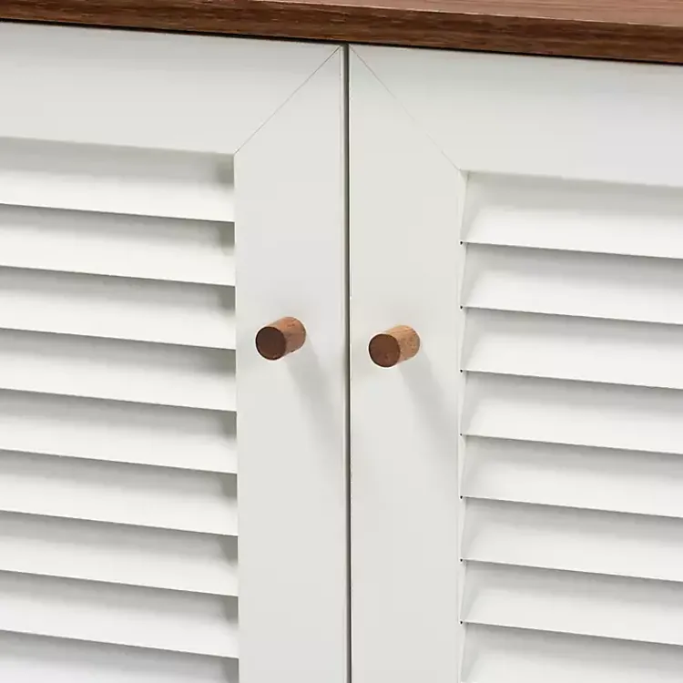 Kirklands Home Collier Two-Tone Slatted Shoe Storage Cabinet Outlet
