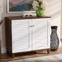 Kirklands Home Collier Two-Tone Slatted Shoe Storage Cabinet Outlet