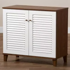 Kirklands Home Collier Two-Tone Slatted Shoe Storage Cabinet Outlet