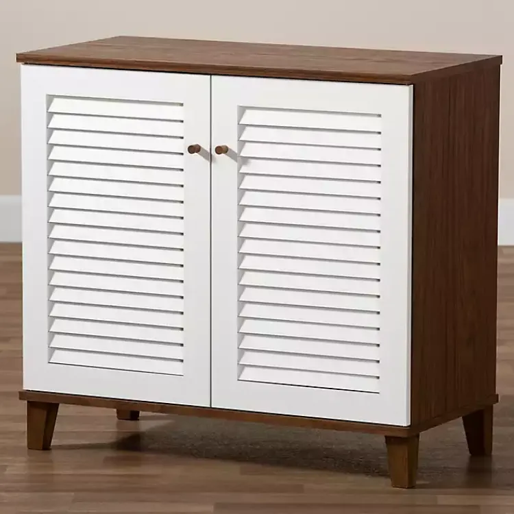 Kirklands Home Collier Two-Tone Slatted Shoe Storage Cabinet Outlet