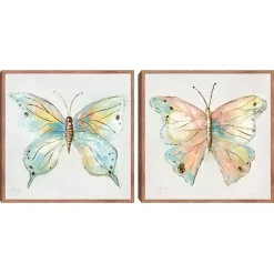 Kirklands Home Colorful Butterfly Framed Canvas Prints, Set of 2 Multi Clearance