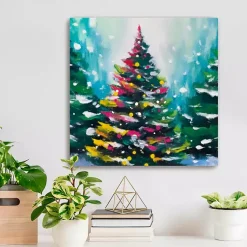 Christmas Art & Wall Decor>Kirklands Home Colorful Christmas Tree Canvas Art Print Multi