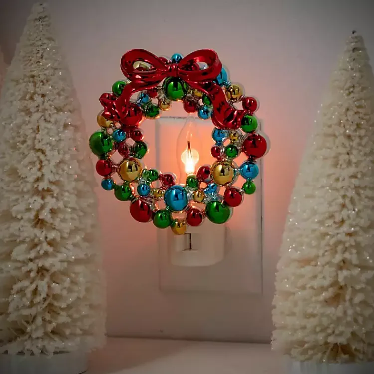 Christmas Decorations>Kirklands Home Colorful Christmas Wreath Nightlight Green
