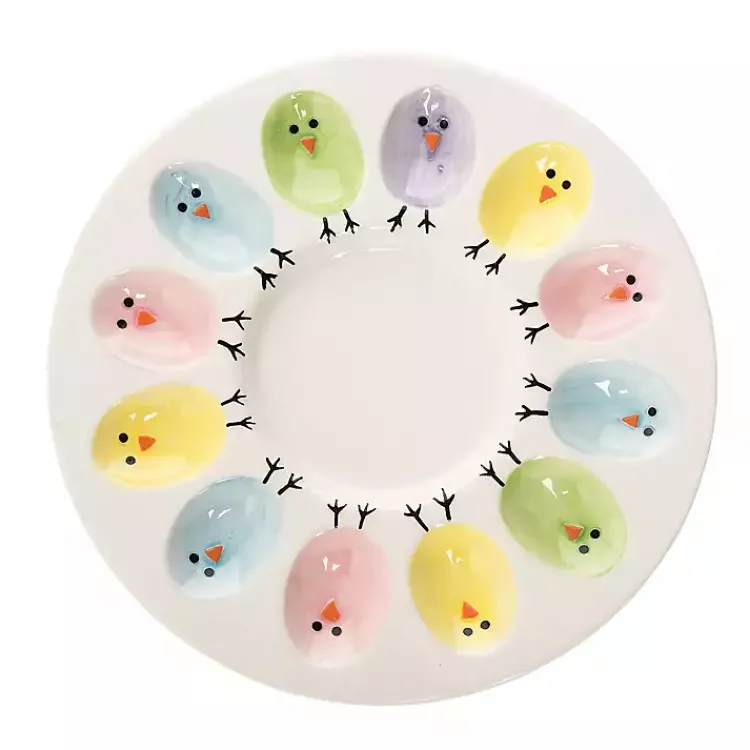 Easter Decorations>Kirklands Home Colorful Easter Chicks Deviled Egg Plate