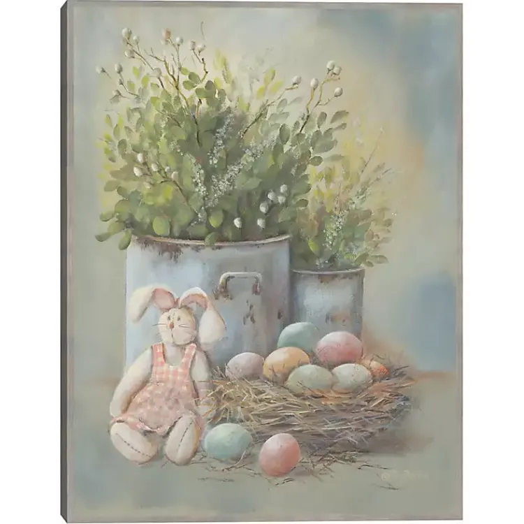 Easter Decorations>Kirklands Home Colorful Eggs Rustic Easter Canvas Wall Art