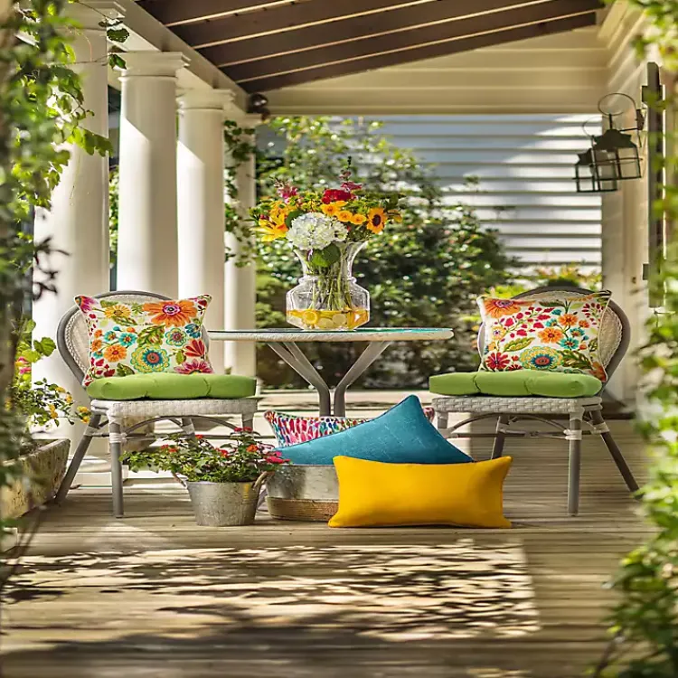 Kirklands Home Colorful Floral Outdoor Chair Cushion Multi Sale
