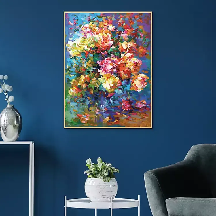 Kirklands Home Colorful Flowers in Vase Framed Canvas Art Print Multi Outlet