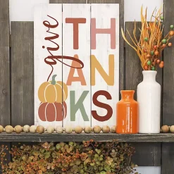 Fall>Kirklands Home Colorful Give Thanks Wall Plaque Multi