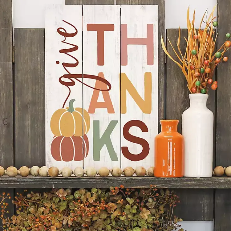 Fall>Kirklands Home Colorful Give Thanks Wall Plaque Multi