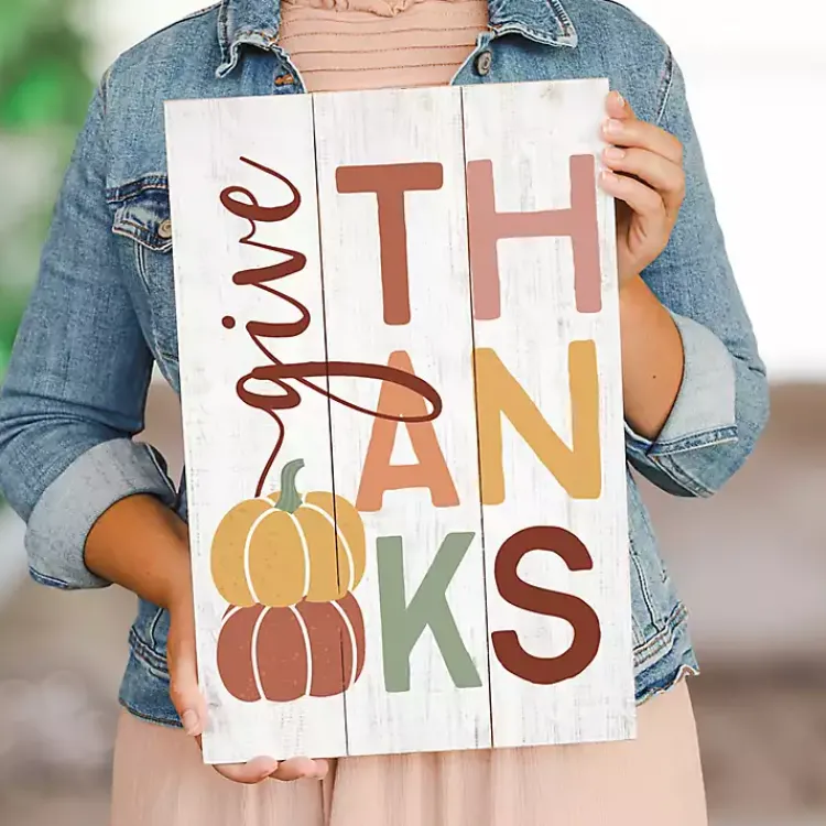 Fall>Kirklands Home Colorful Give Thanks Wall Plaque Multi