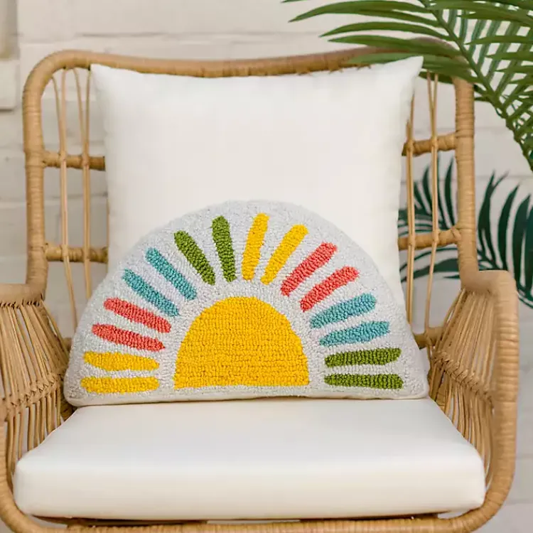 Kirklands Home Colorful Half-Sun Shaped Outdoor Pillow New