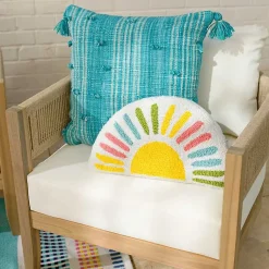 Kirklands Home Colorful Half-Sun Shaped Outdoor Pillow New