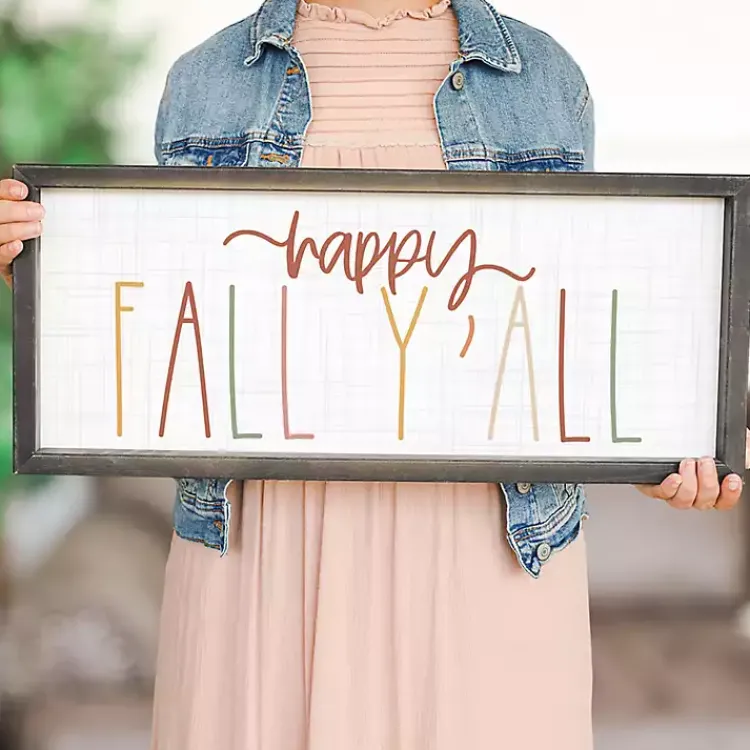 Fall>Kirklands Home Colorful Happy Fall Yall Framed Plaque