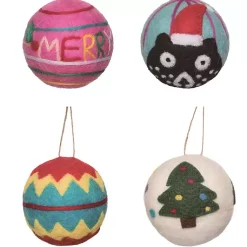 Christmas Ornaments>Kirklands Home Colorful Tufted Christmas Tree Ornaments, Set of 4