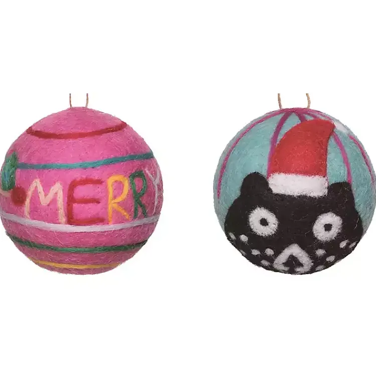 Christmas Ornaments>Kirklands Home Colorful Tufted Christmas Tree Ornaments, Set of 4