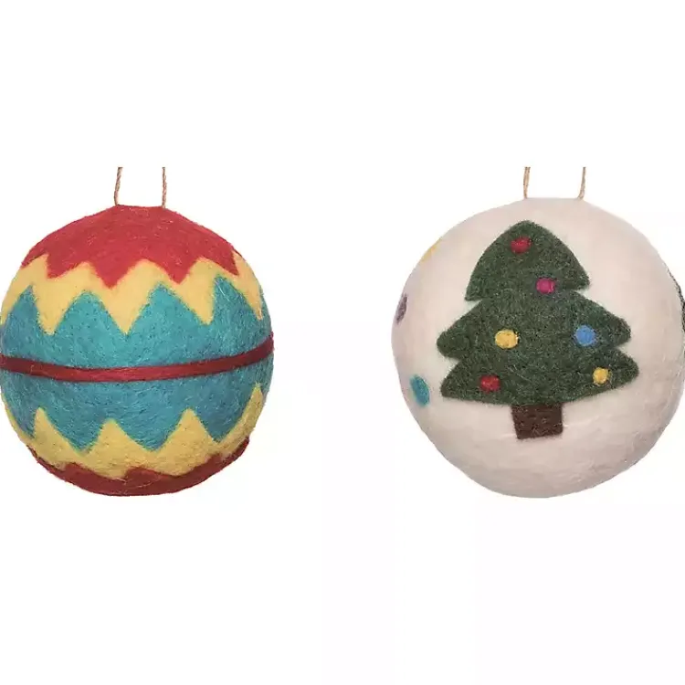 Christmas Ornaments>Kirklands Home Colorful Tufted Christmas Tree Ornaments, Set of 4