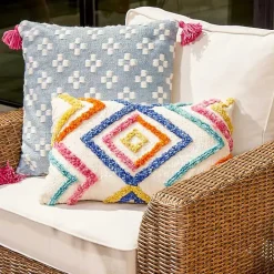 Kirklands Home Colorful Tufted Diamond Outdoor Lumbar Pillow Multi