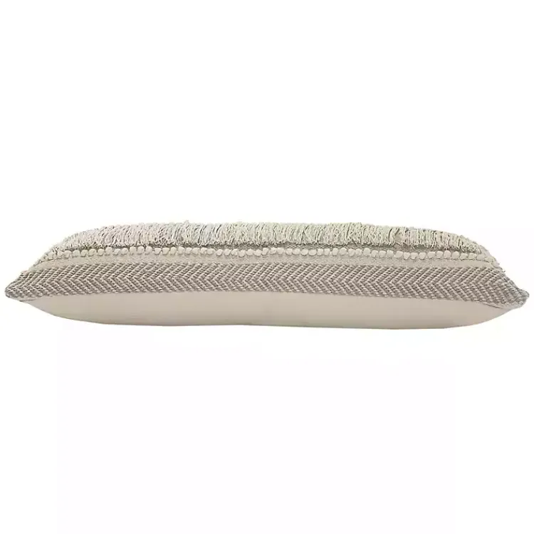 Pillows>Kirklands Home Comfort Beige Knots & Fringe Lumbar Pillow