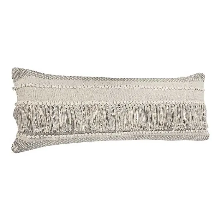 Pillows>Kirklands Home Comfort Beige Knots & Fringe Lumbar Pillow