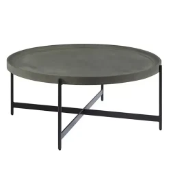 Kirklands Home Concrete Round Tray Top Coffee Table Outlet