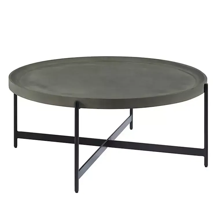 Kirklands Home Concrete Round Tray Top Coffee Table Outlet
