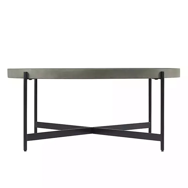Kirklands Home Concrete Round Tray Top Coffee Table Outlet