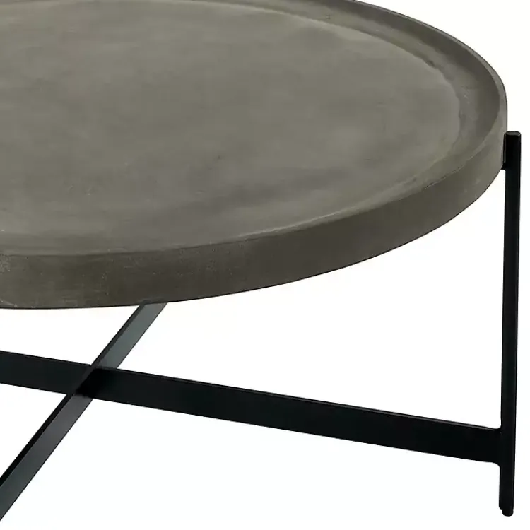 Kirklands Home Concrete Round Tray Top Coffee Table Outlet