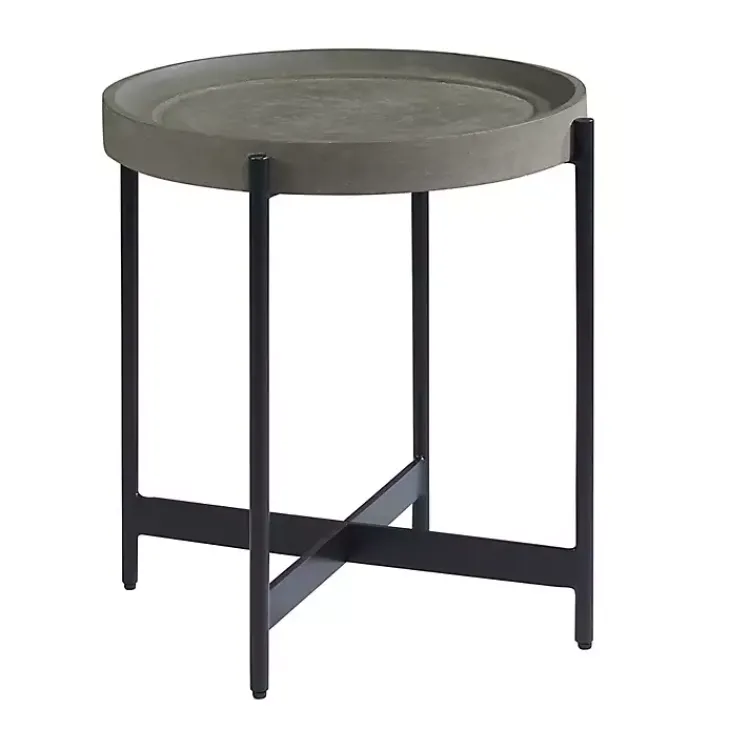 Kirklands Home Concrete Round Tray Top Side Table Gray Clearance