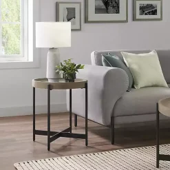 Kirklands Home Concrete Round Tray Top Side Table Gray Clearance