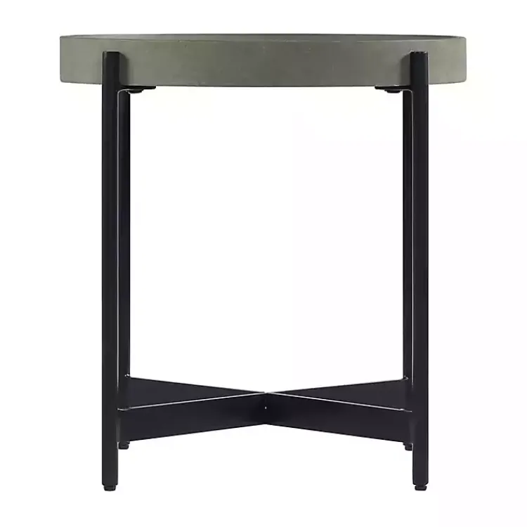 Kirklands Home Concrete Round Tray Top Side Table Gray Clearance