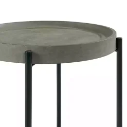 Kirklands Home Concrete Round Tray Top Side Table Gray Clearance