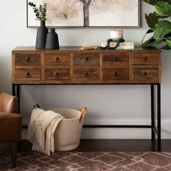Kirklands Home Console Table with Keeping Drawers Brown Outlet