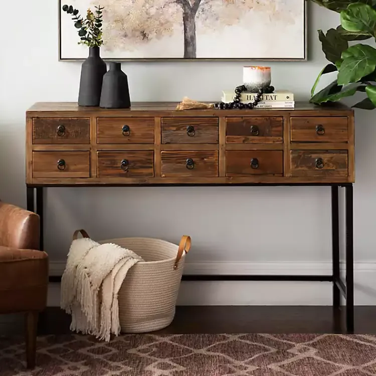 Kirklands Home Console Table with Keeping Drawers Brown Outlet