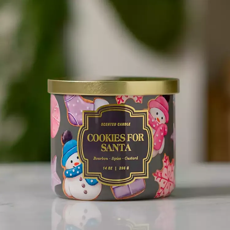 Candles>Kirklands Home Cookies for Santa Triple Wick Jar Candle Gray