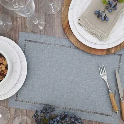Kirklands Home Cool Laser-Cut Hemstitch Placemats, Set of 4 Gray New