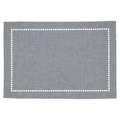 Kirklands Home Cool Laser-Cut Hemstitch Placemats, Set of 4 Gray New