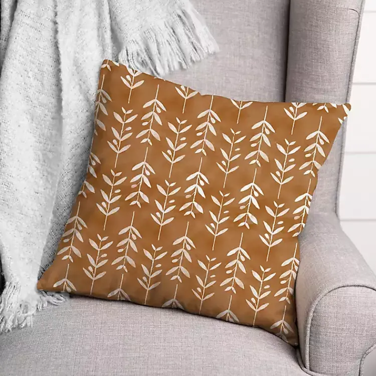 Kirklands Home Copper & White Flowers Indoor/Outdoor Pillow Orange Outlet