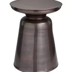 Kirklands Home Copper Metal Accent Table with Bell Shaped Base Brown Outlet