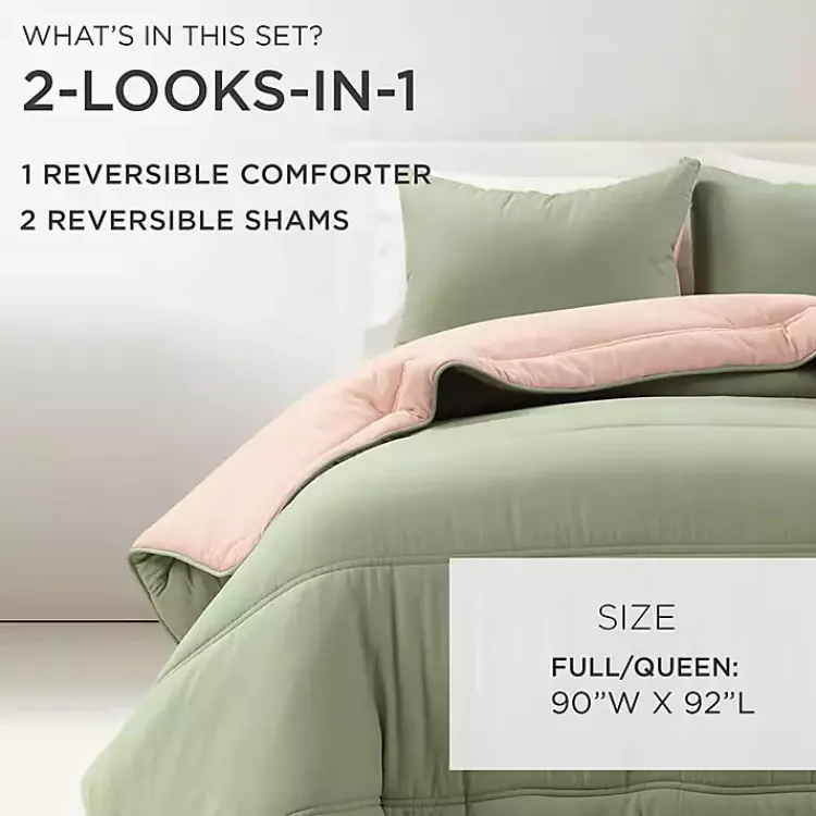 Kirklands Home Coral & Sage Reversible 3-pc. Queen Comforter Set Sale