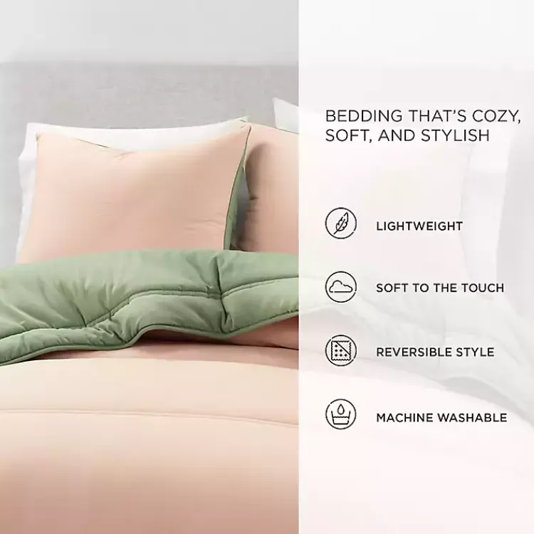 Kirklands Home Coral & Sage Reversible 3-pc. Queen Comforter Set Sale
