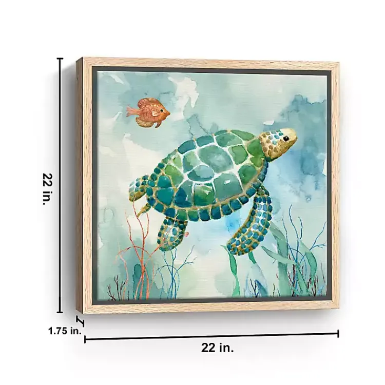 Kirklands Home Coral Bay Sea Turtle Framed Canvas Art Print New